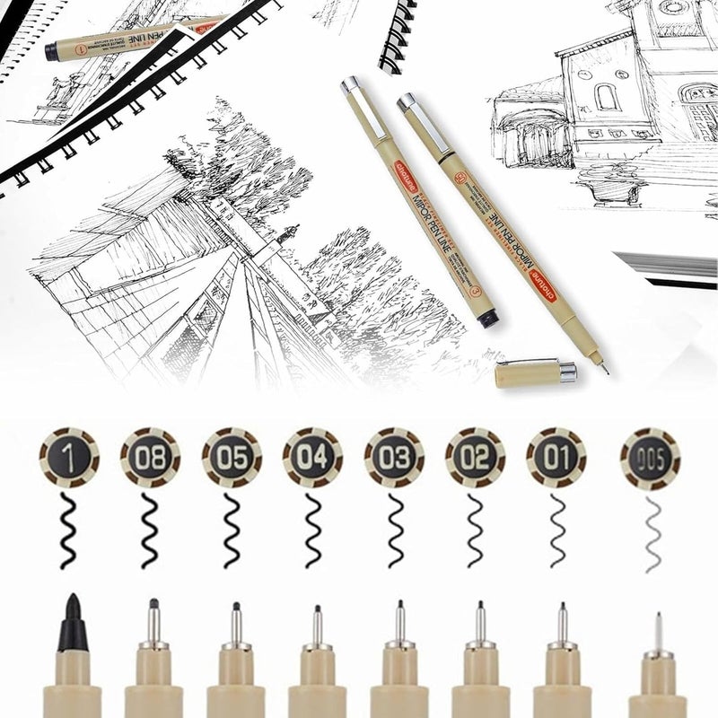 GETHPEN Micro Fineliner Set – Archival Black Ink pen for Writing & Drawing, Assorted Point Sizes, Holiday Gifts for Artists & Crafters – 8-Pack - Image 2